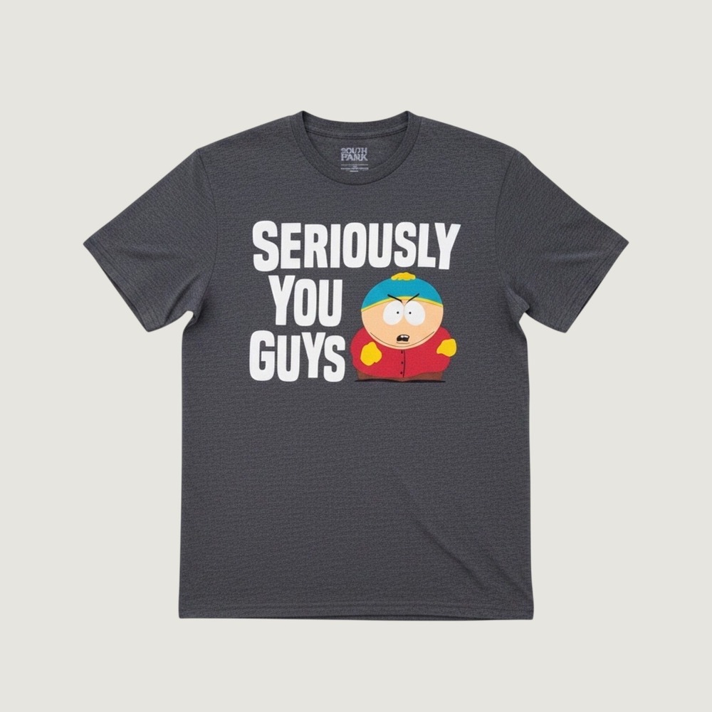 South Park Eric Cartman Seriously You Guys Graphic T-Shirt Grey Mens Small